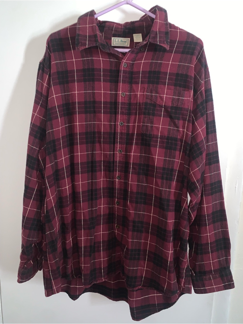Men’s LL Bean Black and Red Flannel XXL Tall